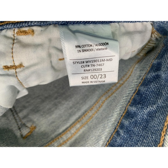 Cello Jeans Womens 00 23 Blue Super High Rise Mom Fit Distressed Denim Authentic - Picture 10 of 13